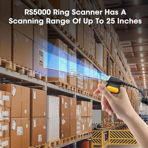 Corded Ring Barcode Scanner for Zebra WT6000 WT6300 WT60A0 WT63B0 Wrist Wearable Mobile Computer, Rugged 1D/2D SE4710 Imager Corded Rotatable Manual Trigger Reader in Saudi Arabia