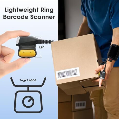 Corded Ring Barcode Scanner for Zebra WT6000 WT6300 WT60A0 WT63B0 Wrist Wearable Mobile Computer, Rugged 1D/2D SE4710 Imager Corded Rotatable Manual Trigger Reader in Saudi Arabia
