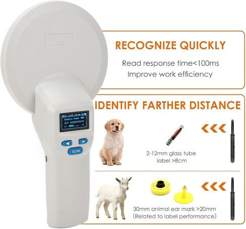 Fockety Pet Microchip Scanner, Animal Microchip Reader Animal Tag Scanner with Large OLED Display, Chip ID Scanner for Animal Pets Pigs Dogs Cats, Long Reading Distance in Saudi Arabia