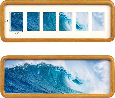 Solid Wood Collage Picture Frame Multi Openings Photo Frame 4x12 / 4x16 Matted to 1.5x2.5 for Wall and Tabletop Display (6 Opening Walnut) in Saudi Arabia