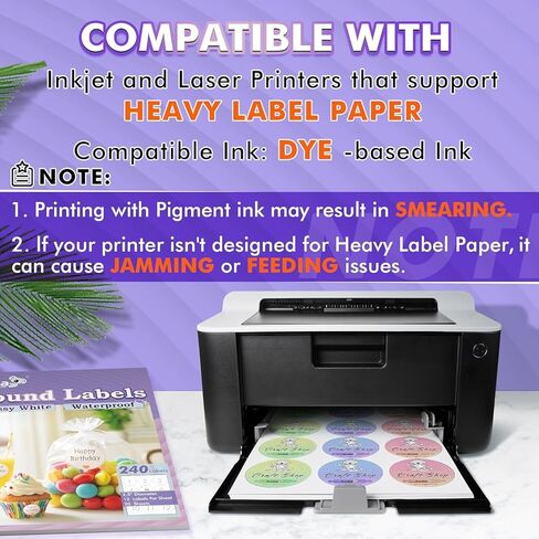 Koala Round Labels 1.5 Inch, Glossy Waterproof Printable Circle Stickers for Inkjet and Laser Printer, 400 Circle Labels for Brand Logo, Bottle, Jar in Saudi Arabia