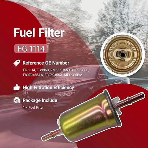 فلتر الوقود FG-1114 متوافق مع Ford E-150 E-250 E-350 E-450 2000-2008 Crown Victoria 1998-2011 بديل لسيارة Mercury Lincoln Town Car، يستبدل FG986B in Kuwait