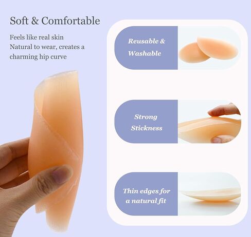 وسادات الورك من السيليكون، وسادات لاصقة للمؤخرة، معززة للأرداف غير مرئية وقابلة لإعادة الاستخدام، قطعتان in Kuwait