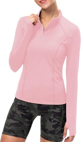 Athletic Golf Shirt for Women Workout Long Sleeve Shirt Quarter Zip Running Shirts Stretchy UPF 50+ Gym Hiking Tee Top in Saudi Arabia