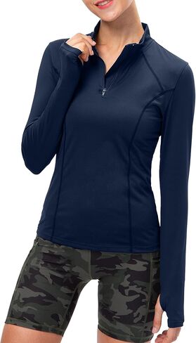Athletic Golf Shirt for Women Workout Long Sleeve Shirt Quarter Zip Running Shirts Stretchy UPF 50+ Gym Hiking Tee Top in Saudi Arabia