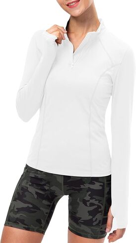 Athletic Golf Shirt for Women Workout Long Sleeve Shirt Quarter Zip Running Shirts Stretchy UPF 50+ Gym Hiking Tee Top in Saudi Arabia