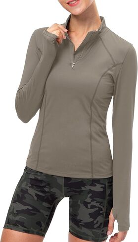 Athletic Golf Shirt for Women Workout Long Sleeve Shirt Quarter Zip Running Shirts Stretchy UPF 50+ Gym Hiking Tee Top in Saudi Arabia