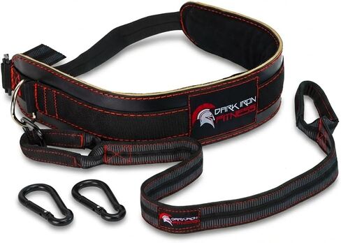 حزام تراجع اللياقة البدنية من الحديد الداكن - أحزمة رفع الأثقال الجلدية المبطنة مع حزام 40 بوصة للقرفصاء والسحب - رفع الأثقال للرجال والنساء حتى 270 رطلاً in Kuwait