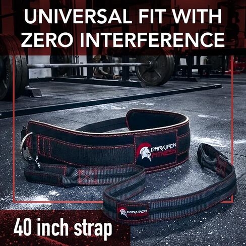 حزام تراجع اللياقة البدنية من الحديد الداكن - أحزمة رفع الأثقال الجلدية المبطنة مع حزام 40 بوصة للقرفصاء والسحب - رفع الأثقال للرجال والنساء حتى 270 رطلاً in Kuwait