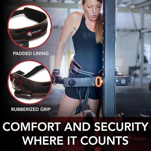 حزام تراجع اللياقة البدنية من الحديد الداكن - أحزمة رفع الأثقال الجلدية المبطنة مع حزام 40 بوصة للقرفصاء والسحب - رفع الأثقال للرجال والنساء حتى 270 رطلاً in Kuwait