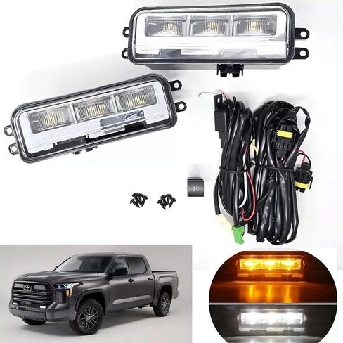 Front LED Fog Lights Assembly Pair for 2022-2026 Toyota Tundra/2024-2026 Toyota Tacoma/2025-2026 Toyota 4Runner/2023-2026 Toyota Sequoia Bumper Fog Lights Driving Lamps w/Switch Replacement Left+Right in Saudi Arabia