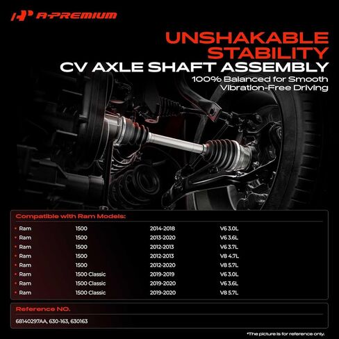 مجموعة عمود المحور الجانبي للسائق الخلفي الأيسر A-Premium متوافقة مع Ram 1500 2012-2020 و1500 Classic 2019-2020 in Saudi Arabia