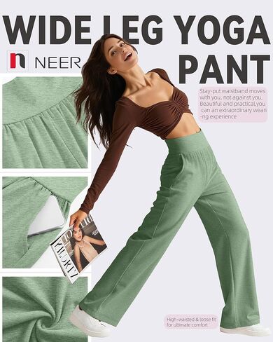 Neer 4 Pack Women's Wide Leg Yoga Pants High Waist Casual Sweatpants Loose Cozy Lounge Pajama Flowy Pants with Pockets(Black, Dark Blue, Turquoise, Pink,Medium) in Saudi Arabia