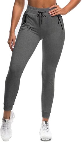 بنطلون رياضي نسائي من GYMELITE للتمرين واليوجا وصالة غير رسمية من القطن بنطال رياضي مدبب مع جيوب بسحاب in Kuwait