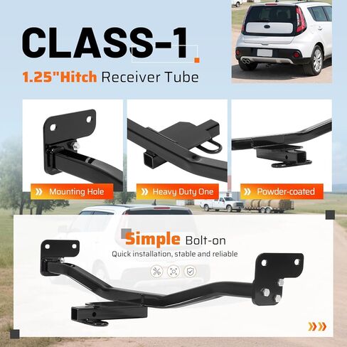Class 1 Trailer Tow Hitch, 1.25 Inch Receiver Compatible with 2014 Kia Soul All Styles 2015-2019 Kia Soul excluding EV Models in Saudi Arabia