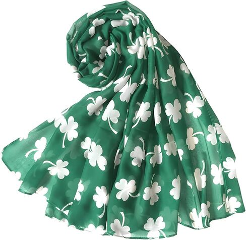 St. Patrick's Day Scarves, 1PCS Green Shamrock Clover Valentine Scarf for Women, Plant and Flower Prints Irish Scarf for Girl, Teacher & Nurse, Green in Kuwait