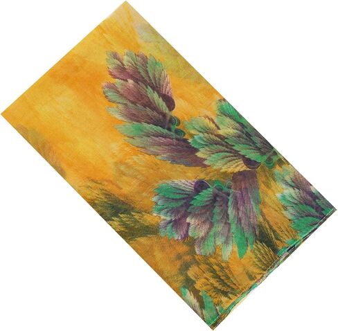 GERINLY Yellow Scarfs with Large Purple Green Leaves Print, Mardi Gras Theme Wrap Shawl for Women in Kuwait
