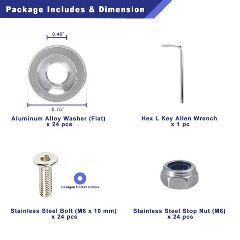 24-Pack Anodized Aluminum Washer M6 x 10mm Fender Washer Kit for Widebody Fender Flares, Bumper, Engine Bay Hardware – Silver in Saudi Arabia