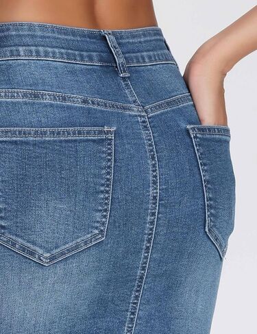 THE GYM PEOPLE Women's Ripped Denim Mini Skirts Stretchy Frayed Raw Hem Casual Trendy Jean Skirt with Pockets in Saudi Arabia