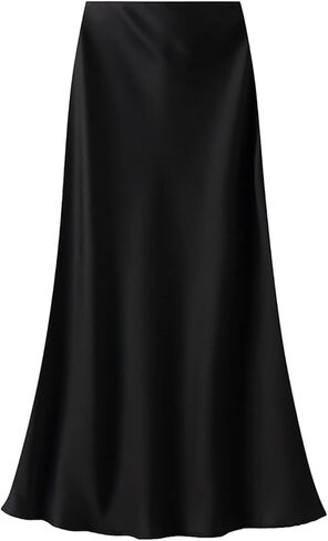 CORIRESHA Women's Elegant Satin Skirt High Waisted Flowy Work Mermaid Maxi Skirt in Saudi Arabia