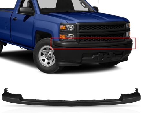 Front Upper Bumper Cover Fit for Chevy Silverado 1500 2014 2015 Pickup Bumper Replacement for GM1014112C Blask Plastic no Fog Lamps cut-outs and without sensor holes in Saudi Arabia