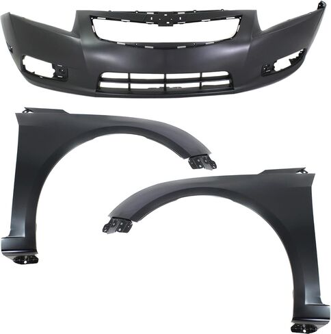 Go-Parts - Front Bumper Cover with Fenders, 3-Piece Kit for 2011-2014 Chevrolet (Chevy) Cruze, LT/LTZ Without RS Package, Sedan Replacement 95217520,95092194,95092195 in Saudi Arabia