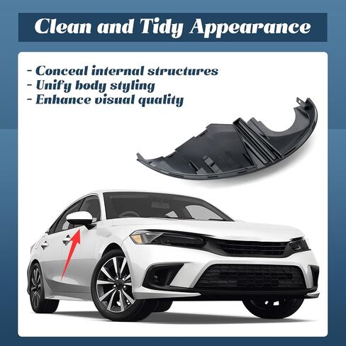 76205-T20-A01 غطاء مرآة الرؤية الخلفية السفلي متوافق مع Honda Civic 11th 2022 2023 2024 2025 بدون نماذج إشارة الانعطاف، غطاء سفلي للمرآة الجانبية اليمنى للركاب، غطاء أسود بديل in Saudi Arabia