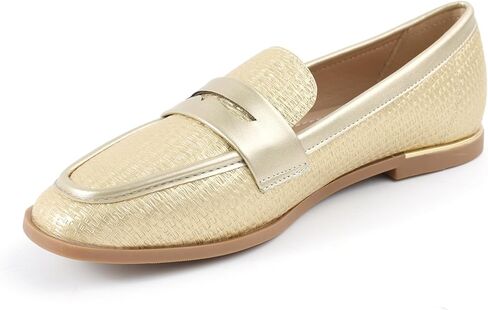 Women’s Textured Penny Loafers, Slip-On Dress Flats with Polished Heel Detail in Saudi Arabia