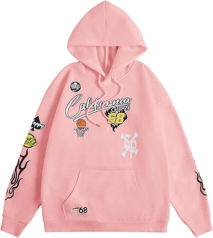 Men's Graphic Hoodies Long Sleeve Drawstring Hooded Sweatshirts Pullover Preppy Tops Streetwear in Saudi Arabia
