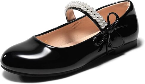 Coutgo Girls Mary Jane Dress Shoes فتاة زهرة أحذية القوس اللؤلؤ الباليه الشقق الأميرة أحذية الزفاف in Kuwait