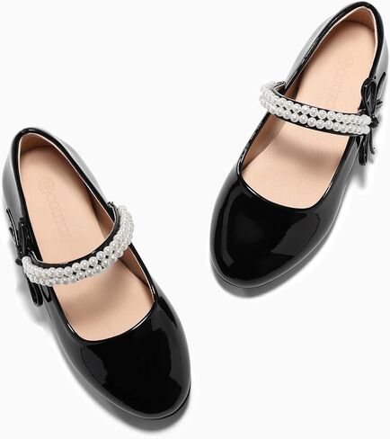 Coutgo Girls Mary Jane Dress Shoes فتاة زهرة أحذية القوس اللؤلؤ الباليه الشقق الأميرة أحذية الزفاف in Kuwait