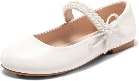 Coutgo Girls Mary Jane Dress Shoes فتاة زهرة أحذية القوس اللؤلؤ الباليه الشقق الأميرة أحذية الزفاف in Kuwait
