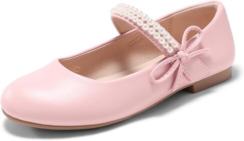 Coutgo Girls Mary Jane Dress Shoes فتاة زهرة أحذية القوس اللؤلؤ الباليه الشقق الأميرة أحذية الزفاف in Kuwait