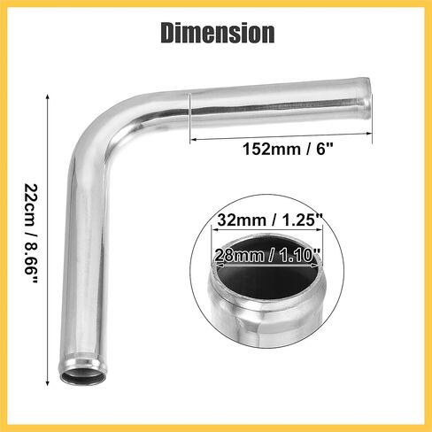 OD 1.25" 32mm Leg Length 6" 152mm Car Aluminum Alloy Tube Intercooler Pipe 90 Degree Bend Elbow Air Intake Joiners Tubing - Pack of 2 Auto Replacement Parts in Saudi Arabia