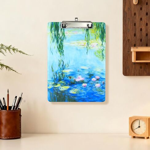 Monet Acrylic Clipboard Cute Clip Board Standard A4 Letter Size 8.5" x 12" Clipboards Decorative for Nurse Worker Office in Saudi Arabia