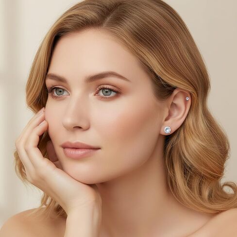 12 Pairs Stud Earrings for Men Stainless Steel Men Earrings Studs Cubic Zirconia in Saudi Arabia