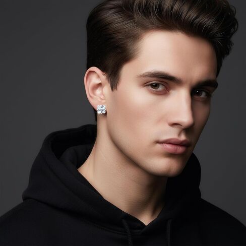 12 Pairs Stud Earrings for Men Stainless Steel Men Earrings Studs Cubic Zirconia in Saudi Arabia