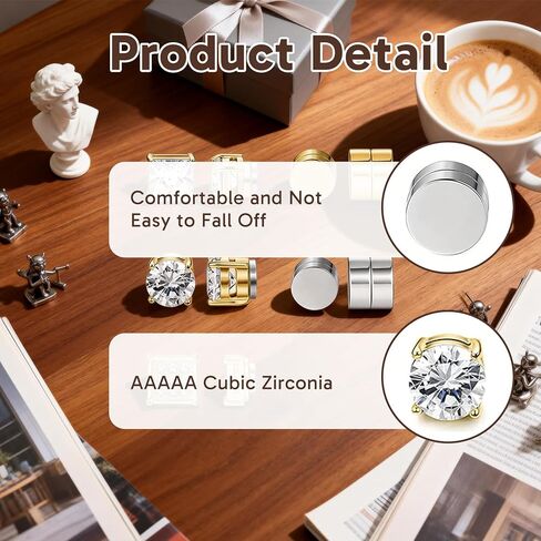 5 Pairs Magnetic Earrings for Men and Women, Non-Piercing Clip On Stud Earrings Set, 4 Pairs Gold and 1 Pair Silver for Sensitive Ears, Stylish Everyday Wear in Kuwait