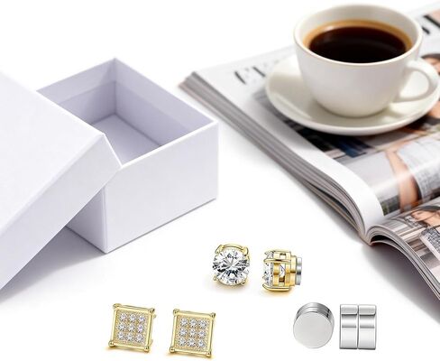 5 Pairs Magnetic Earrings for Men and Women, Non-Piercing Clip On Stud Earrings Set, 4 Pairs Gold and 1 Pair Silver for Sensitive Ears, Stylish Everyday Wear in Kuwait