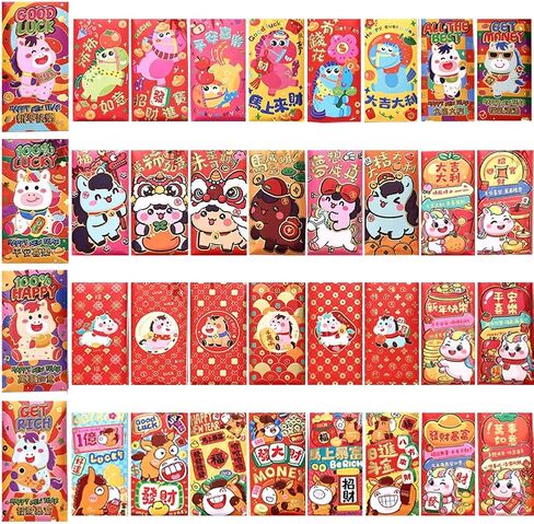 مظاريف حمراء، 36 قطعة من مظاريف المال المحظوظة بجيب نقود أحمر مغلف هدية هونغ باو للعام الجديد 2026 ومهرجان الربيع وحفلات الزفاف وأعياد ميلاد الأطفال وحفلات التخرج in Kuwait