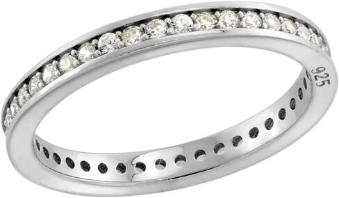 Tricolor Sterling Silver Channel Pave CZ 3-Stack Eternity Ring Set for Women 6mm wide size 6 10 in Saudi Arabia