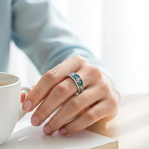TwoAnts Turquoise Ring for Women 925 Sterling Silver Turquoise Western Ring Country Jewelry Western Jewelry Mother's Day Gifts for Women Girlfriend Mom in Saudi Arabia