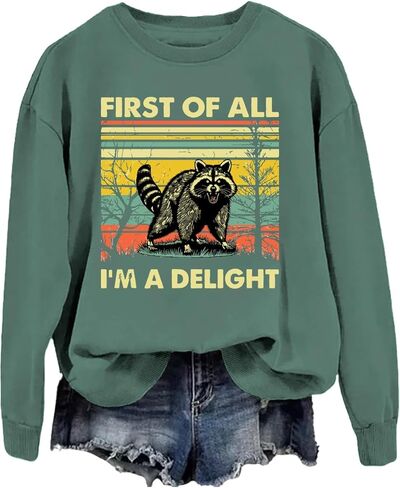 First Of All I'm A Delight Sweatshirt First Of All Im A Delight Hoodie Funny Possum Sweater in Saudi Arabia