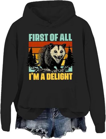 First Of All I'm A Delight Sweatshirt First Of All Im A Delight Hoodie Funny Possum Sweater in Saudi Arabia