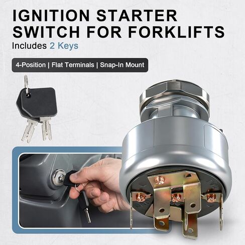 مفتاح تشغيل الإشعال 4292483 - يحل محل Pollak 31-297 / Clark 2782017 - متوافق مع الرافعات الشوكية Hyster/Clark، 4 أوضاع، مع مفتاحين in Kuwait