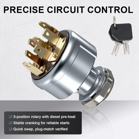 مفتاح تشغيل الإشعال 4292483 - يحل محل Pollak 31-297 / Clark 2782017 - متوافق مع الرافعات الشوكية Hyster/Clark، 4 أوضاع، مع مفتاحين in Kuwait