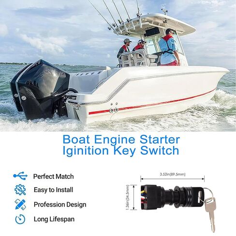 Boat Ignition Switch with Keys for Mercury Mariner Replace Mercury Ignition Switch 87-17009A2 87-17009A5 Control Box with 2 Keys 3 Position 6 Wire Connectors in Saudi Arabia