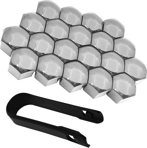 20PCS Car Lug Nut Covers, 21mm Hexagonal Wheel Lug Nut Covers, Scratch-resistant Rust-Proof Auto Hub Bolt Head Protector, with Remover Clip, Universal Nut Tire Screws for Most Cars(Silver) in Saudi Arabia