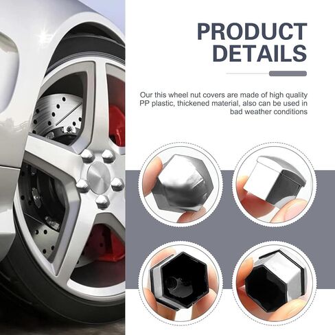 20PCS Car Lug Nut Covers, 21mm Hexagonal Wheel Lug Nut Covers, Scratch-resistant Rust-Proof Auto Hub Bolt Head Protector, with Remover Clip, Universal Nut Tire Screws for Most Cars(Silver) in Saudi Arabia