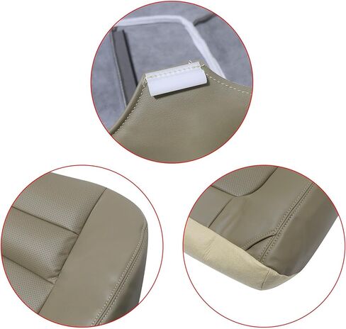 GXARTS Driver and Passenger Side Bottom Leather Seat Cover Parchment TAN Compatible with Ford F250 F350 Lariat 2001 in Saudi Arabia